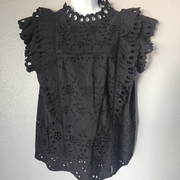 Express Cottage Core Eyelet Mock Neck Top - Picture 2 of 8